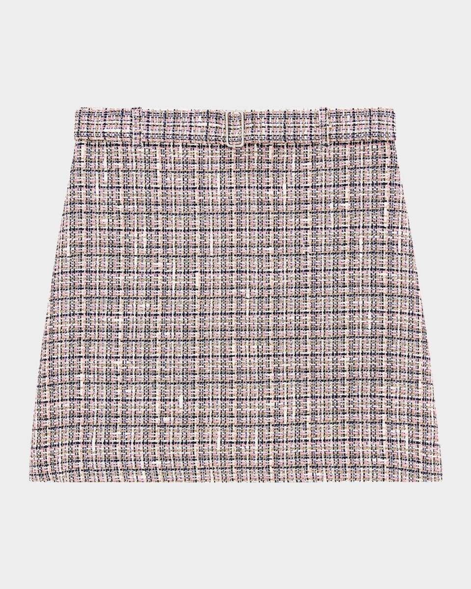 Belted Tweed Mini Skirt